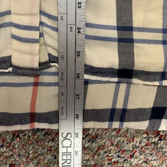 Barbour Summer Tartan Ivory Tan Red Black Hi-Lo LS Button Front Shirt Size 10 - Picture 13 of 13